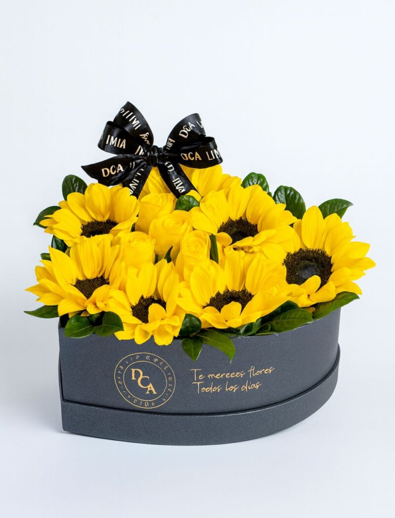 BOX CORAZÓN DE GIRASOLES