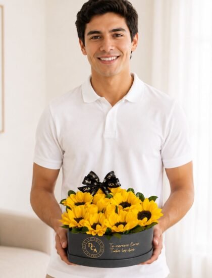 BOX CORAZÓN DE GIRASOLES