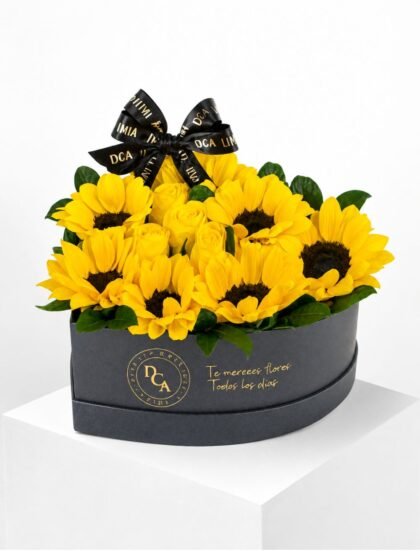BOX CORAZÓN DE GIRASOLES