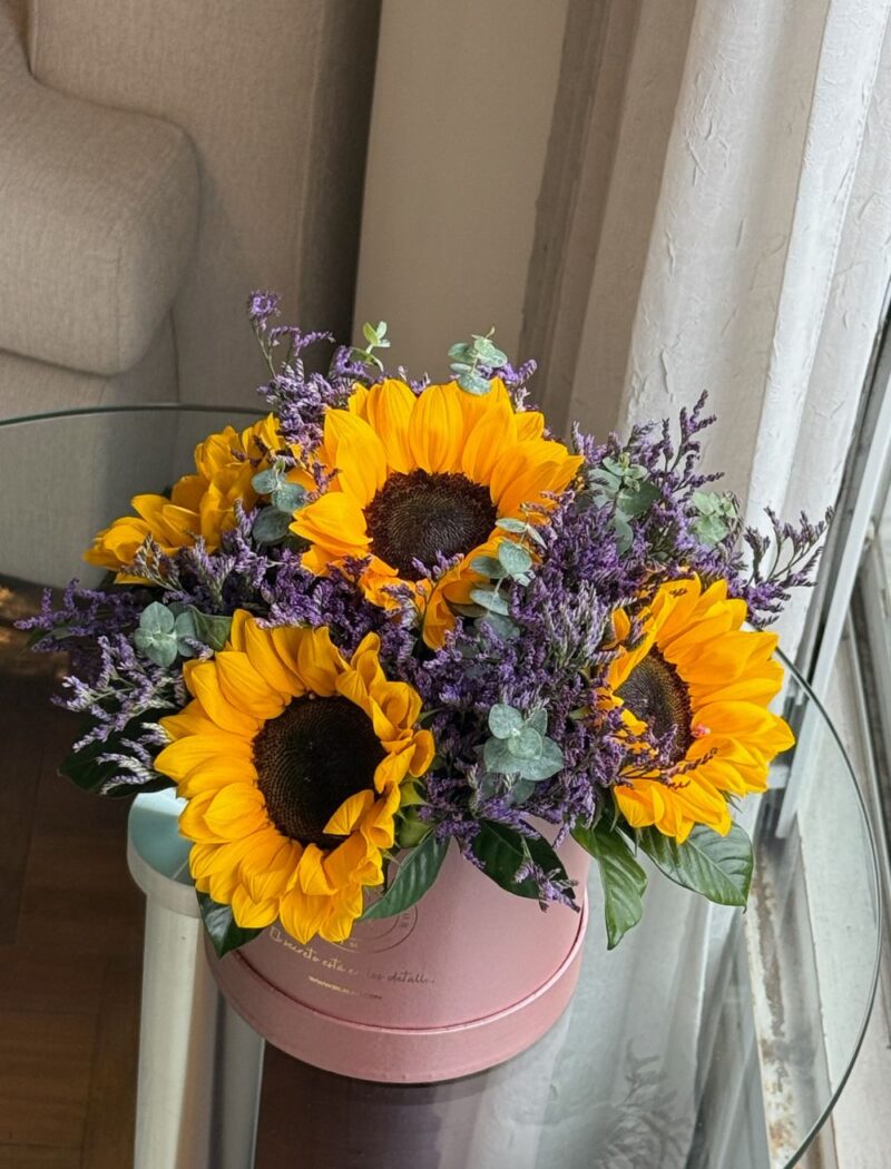 BOX ROSADO GOLDEN CON GIRASOLES - Imagen 2