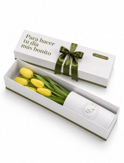 CAJA DE 5 TULIPANES AMARILLOS