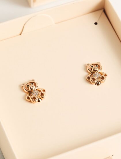 ARETES OSITO DORADO Y BRILLANTE