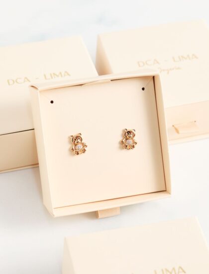 ARETES OSITO DORADO Y BRILLANTE