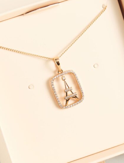 CADENA DE ORO CON DIJE DE TORRE EIFFEL ESTILO FRANCÉS