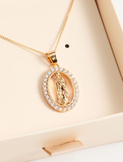COLLAR VIRGEN ORO BRILLANTE REGALO ESPIRITUAL