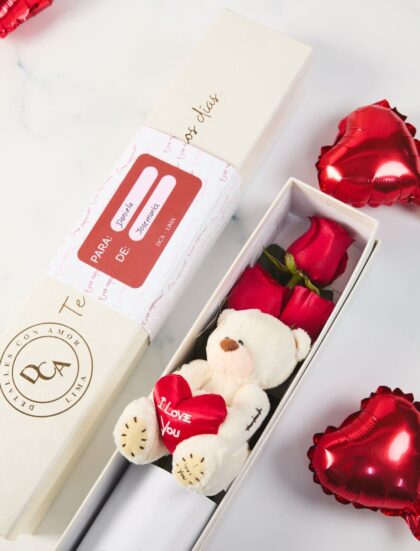 PACK 3 ROSAS OSITO SAN VALENTÍN