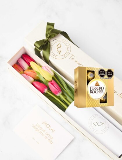 Caja DCA 10 Tulipanes + Ferrero Rocher