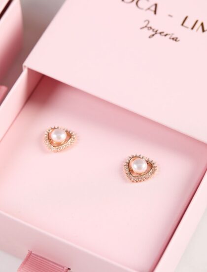 ARETES CORAZÓN PERLA