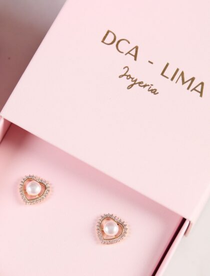 ARETES CORAZÓN PERLA