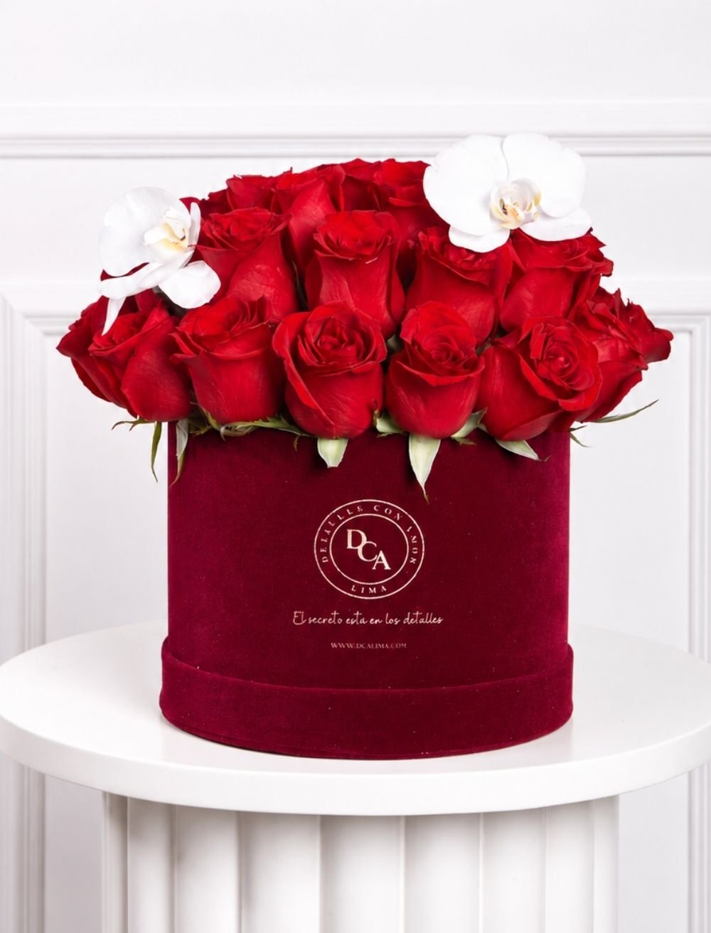 BOX PANA ROSAS VINO Y ORQUÍDEA